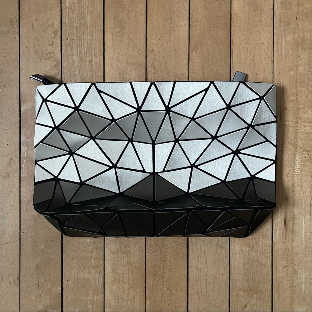 Modern Silver and Black Geometric Clutch